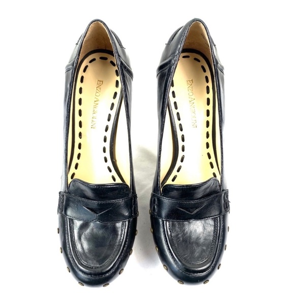 Enzo Angiolini Platform Penny Loafer Pumps with Gold Studs - SIZE 7.5 WORN ONCE! - Picture 2 of 7